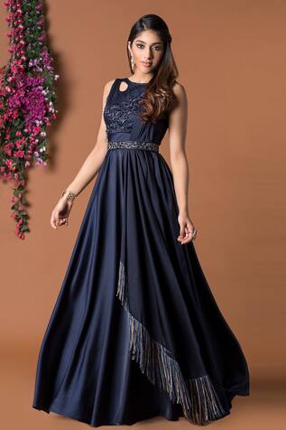 Blue Colour New Fancy Wedding Wear Designer Heavy Butterfly Net Gown  Collection 4736 B - The Ethnic World
